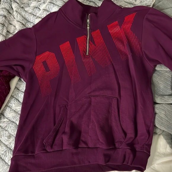 VS PINK CREW NECK HALF ZIP - Picture 1 of 1